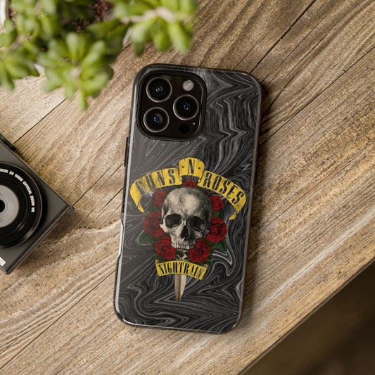 iPhone Tough Case Guns and Roses, Protective Phone Cover, Hard Shell, Military Style, Floral Design