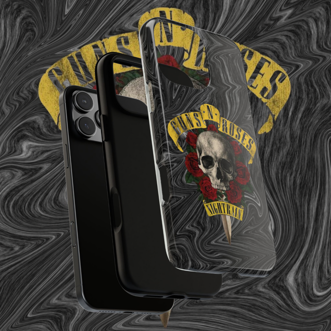 iPhone Tough Case Guns and Roses, Protective Phone Cover, Hard Shell, Military Style, Floral Design