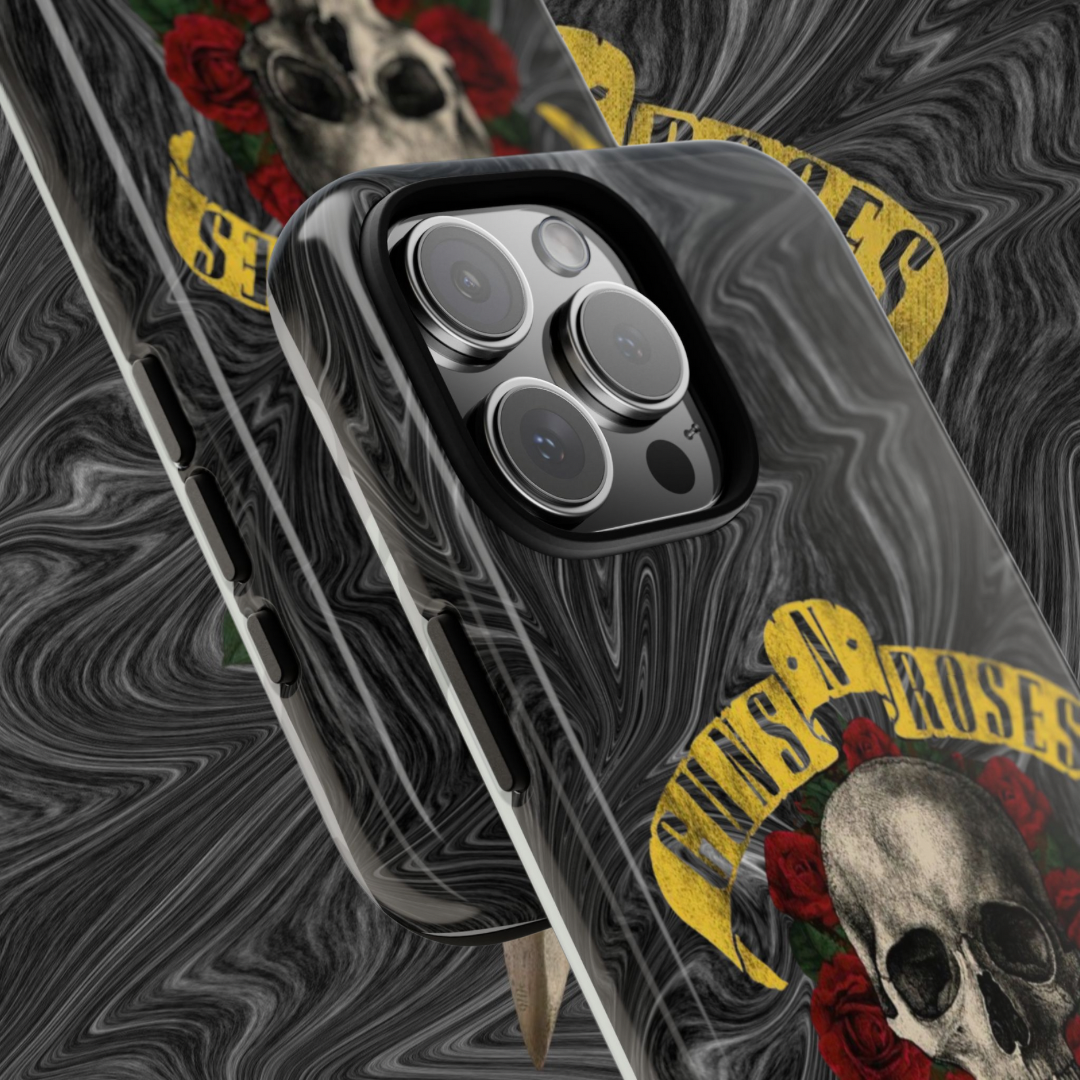 iPhone Tough Case Guns and Roses, Protective Phone Cover, Hard Shell, Military Style, Floral Design