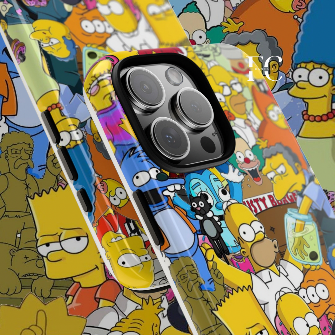 iPhone Case, Simpsons Patterned Tough Phone Cover, Cartoon Character Protective Shell, Geek Gift, Customizable Personalized Accessory