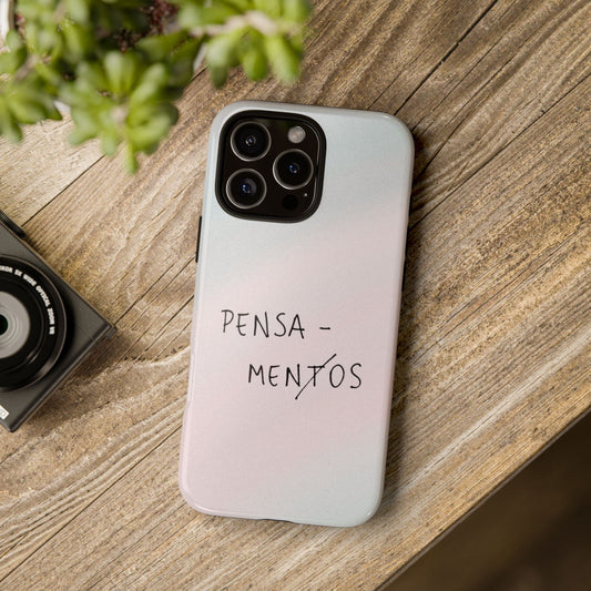 Minimalist Pensa Menos iPhone Case, Simple Quote Tough Phone Cover, Black White Tough Cases for Him Her, Protective Phone Accessories, Gift