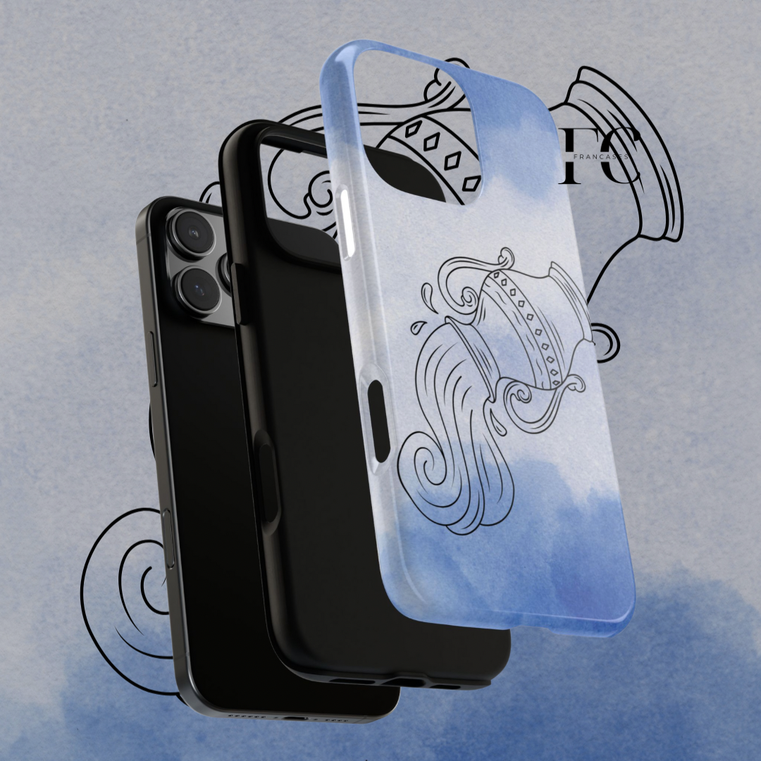 Aquarius iPhone Case, Zodiac Tough Case, Astrology Phone Cover, Water Bearer Sign, Horoscope Gift, Protective Tech Accessory